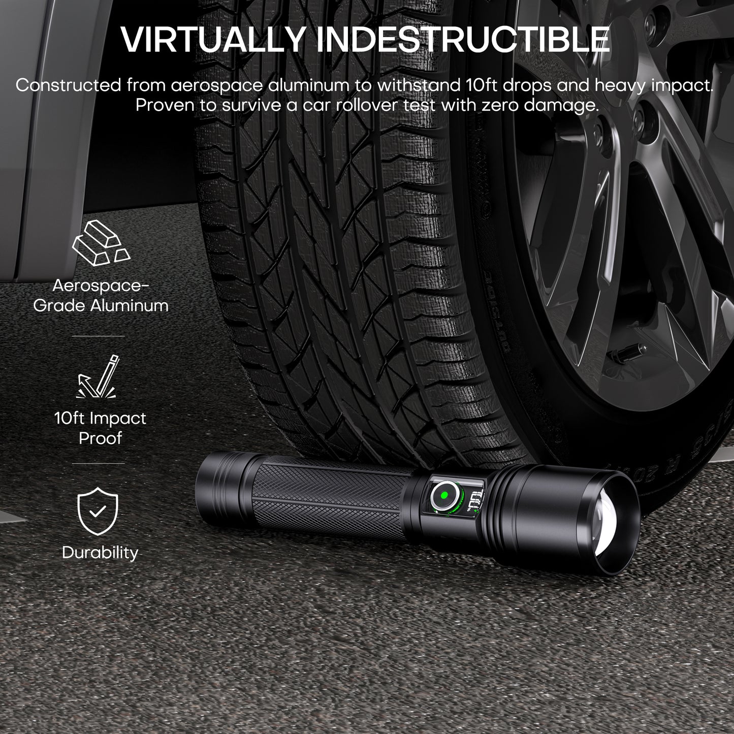 High-Lumen Rechargeable Zoomable LED Flashlight with LCD Display & Dual Power Options