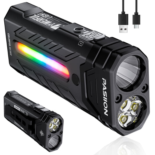 3250 Lumen Rechargeable Flat EDC Flashlight with Spotlight, Floodlight & RGB Light