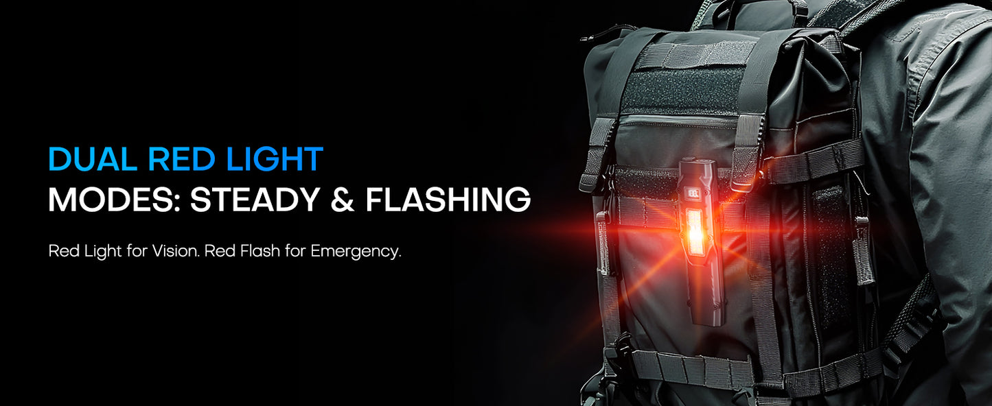 Rechargeable Flat EDC Flashlight with Digital Display, Side Light & Dual Switch Control