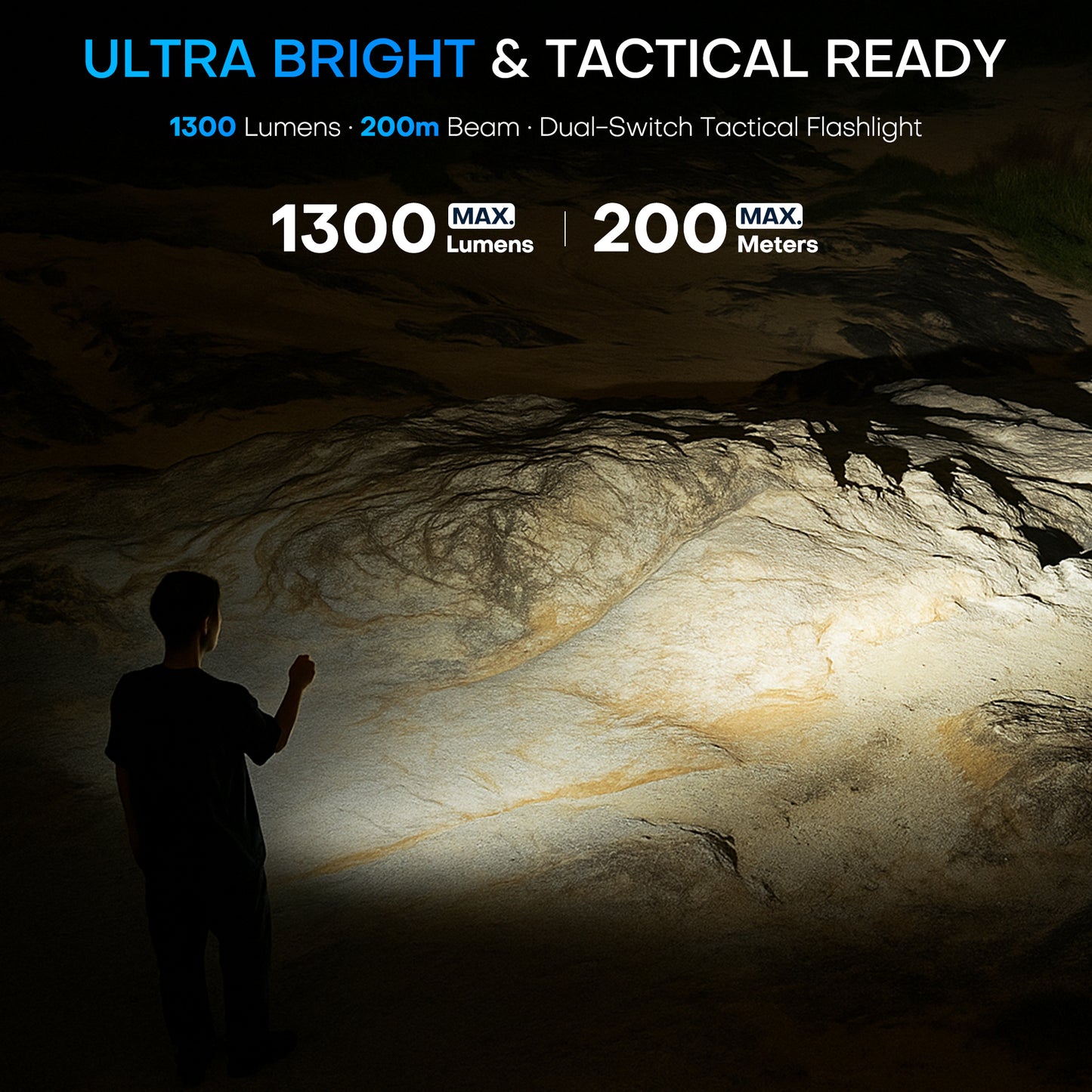 Rechargeable Flat EDC Flashlight with Digital Display, Side Light & Dual Switch Control