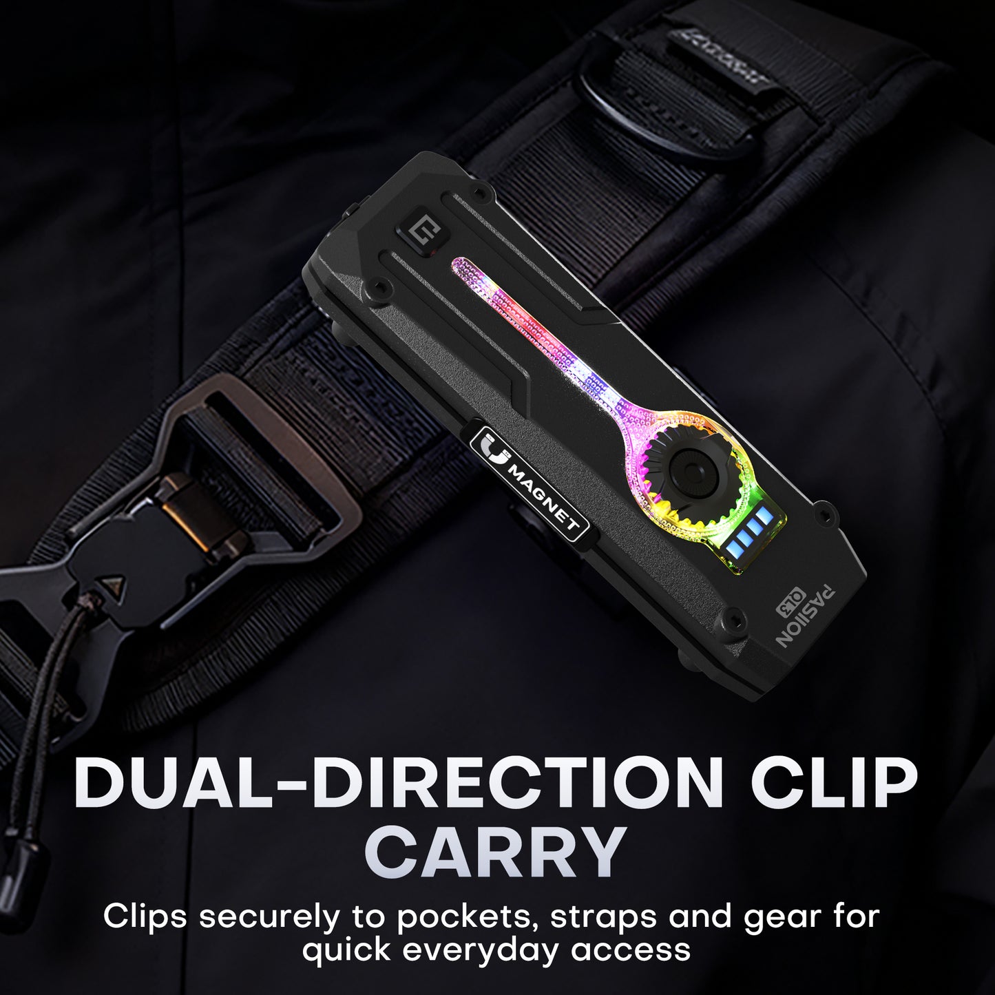 Rechargeable Flat EDC Flashlight with UV Light, RGB & Red Pointer