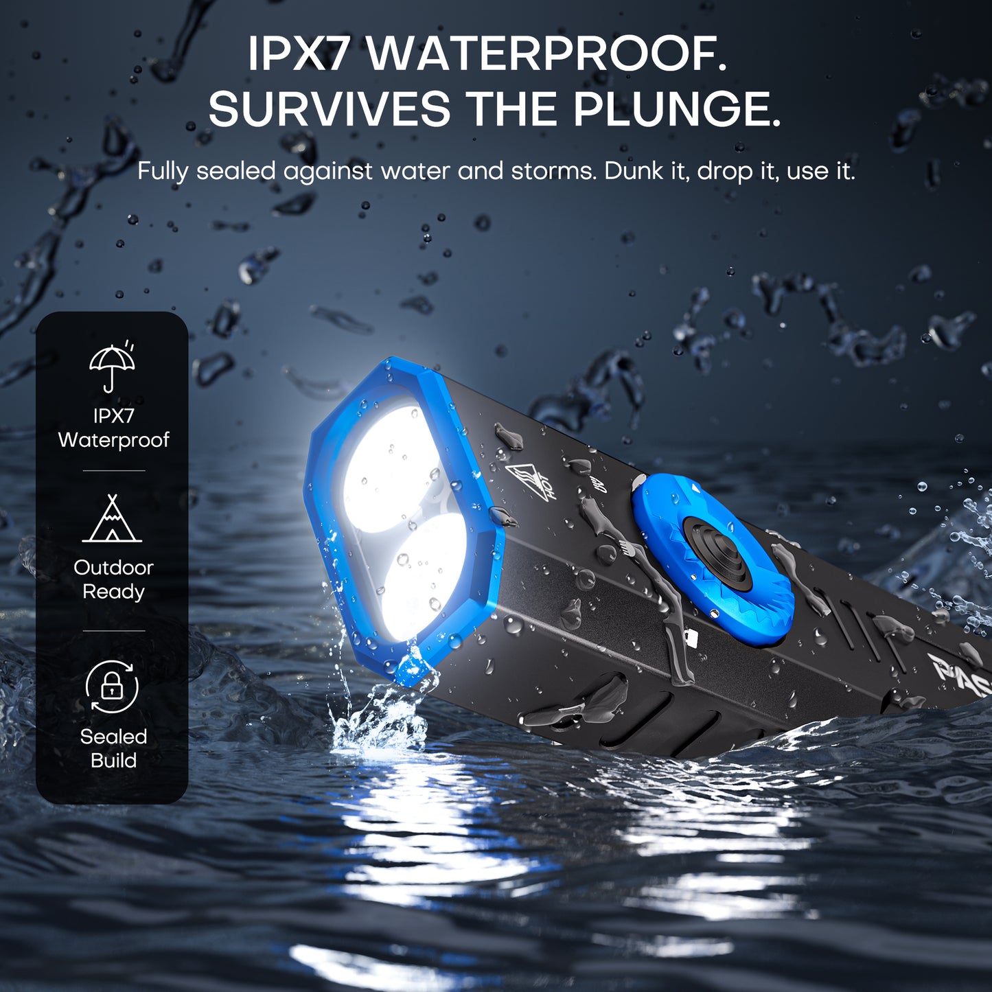 1500 Lumen Rechargeable EDC Flashlight with UV Light, Green Laser & Digital Display