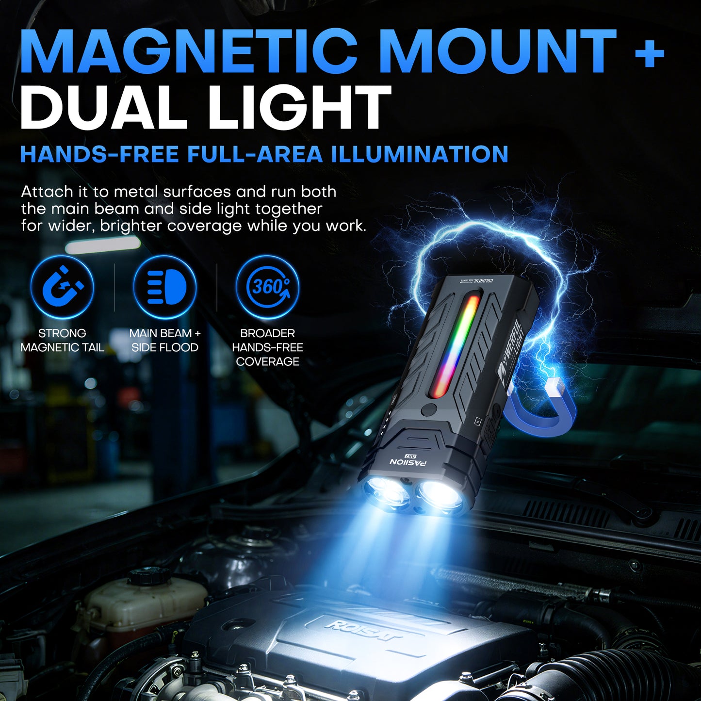 3250 Lumen Rechargeable Flat EDC Flashlight with Spotlight, Floodlight & RGB Light