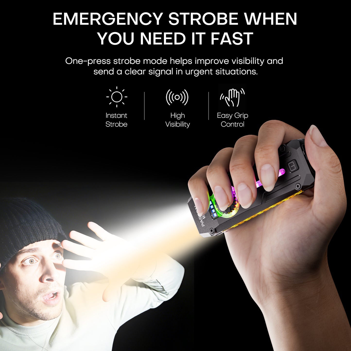 Rechargeable Flat EDC Flashlight with UV Light, RGB & Red Pointer