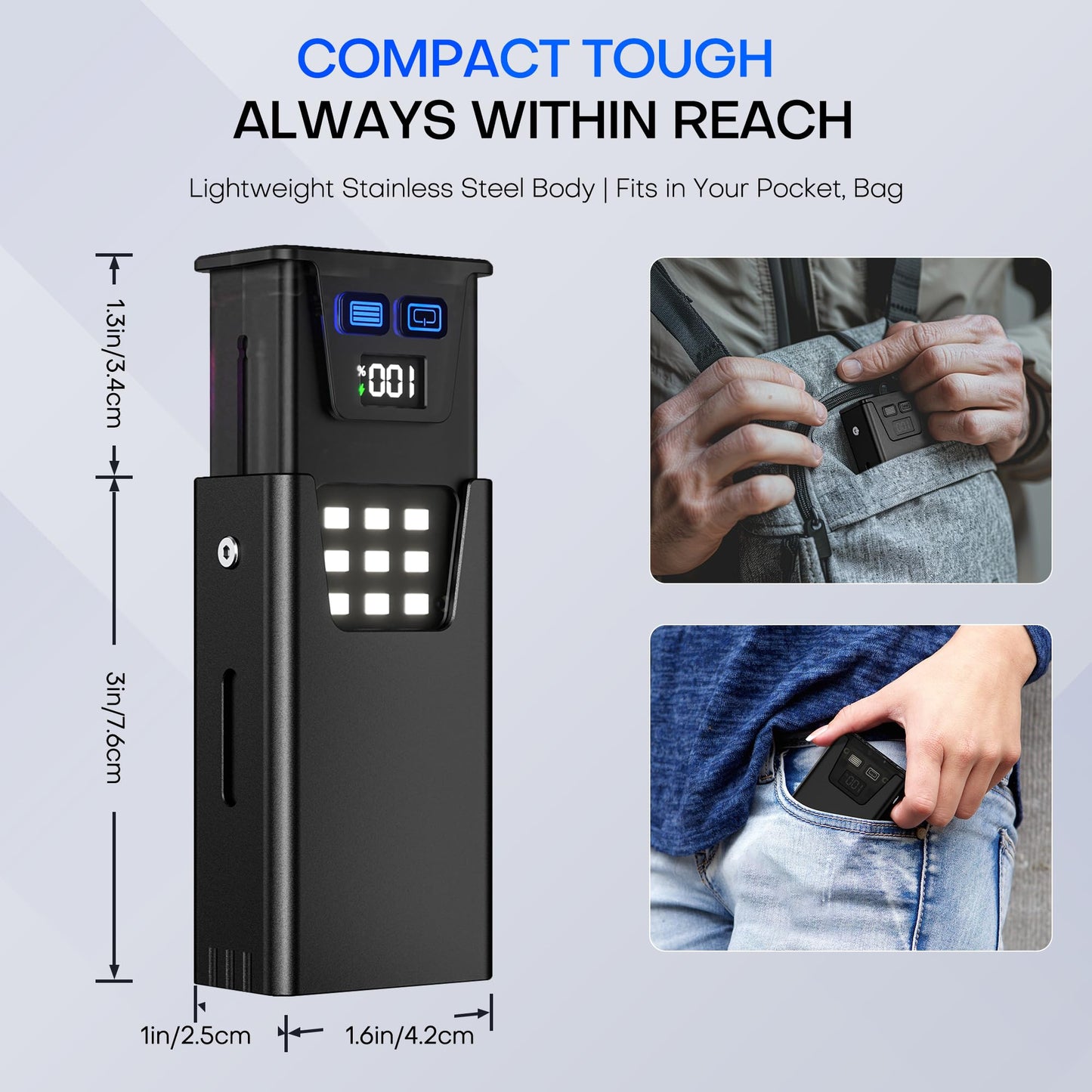 Rechargeable EDC Flashlight 1200 Lumens，Mini Flat LED Flash light with Magnetic Base，USB-C Charging Pocket Flashlight,8 Modes Flashlight,IPX6 Waterproof for Home, Camping and Emergencies(Black)