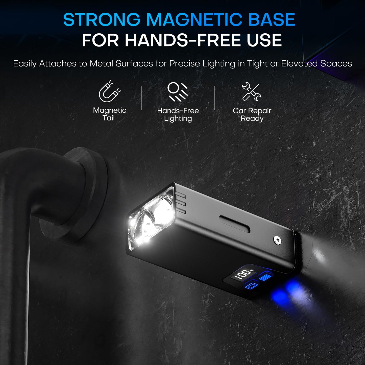 Rechargeable EDC Flashlight 1200 Lumens，Mini Flat LED Flash light with Magnetic Base，USB-C Charging Pocket Flashlight,8 Modes Flashlight,IPX6 Waterproof for Home, Camping and Emergencies(Black)