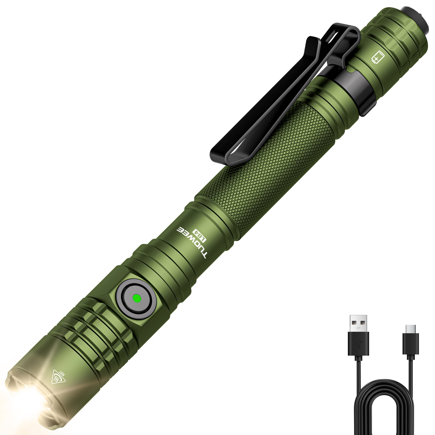 TUOWEE 1500LM Rechargeable Pen Flashlight – Dual Switch