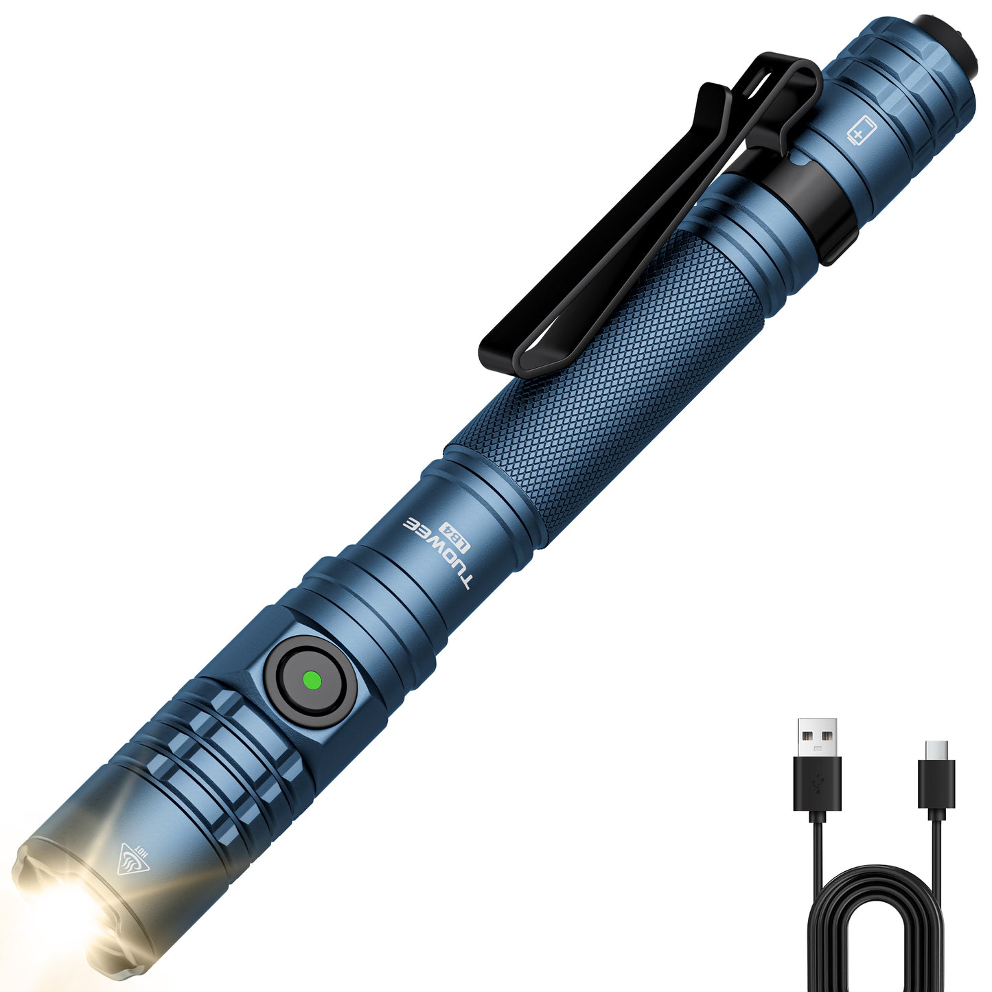 TUOWEE 1500LM Rechargeable Pen Flashlight – Dual Switch