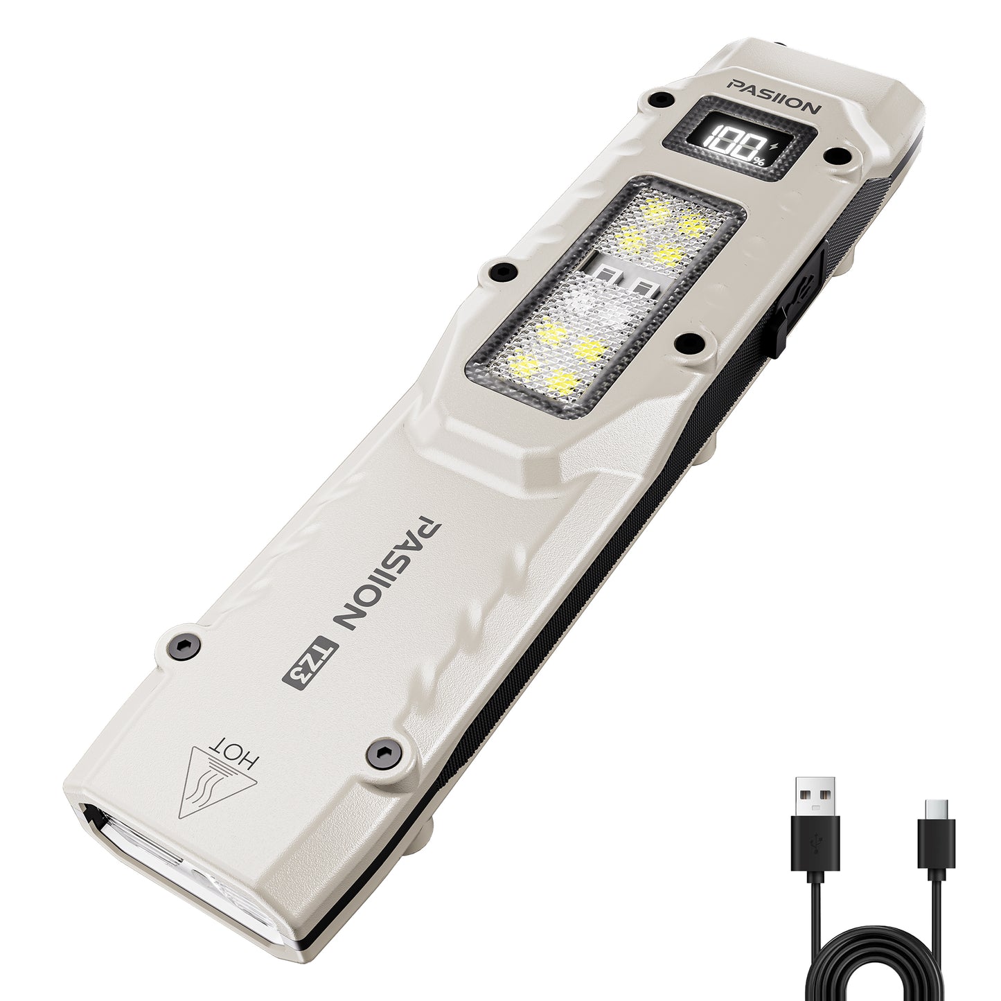 Rechargeable Flat EDC Flashlight with Digital Display, Side Light & Dual Switch Control