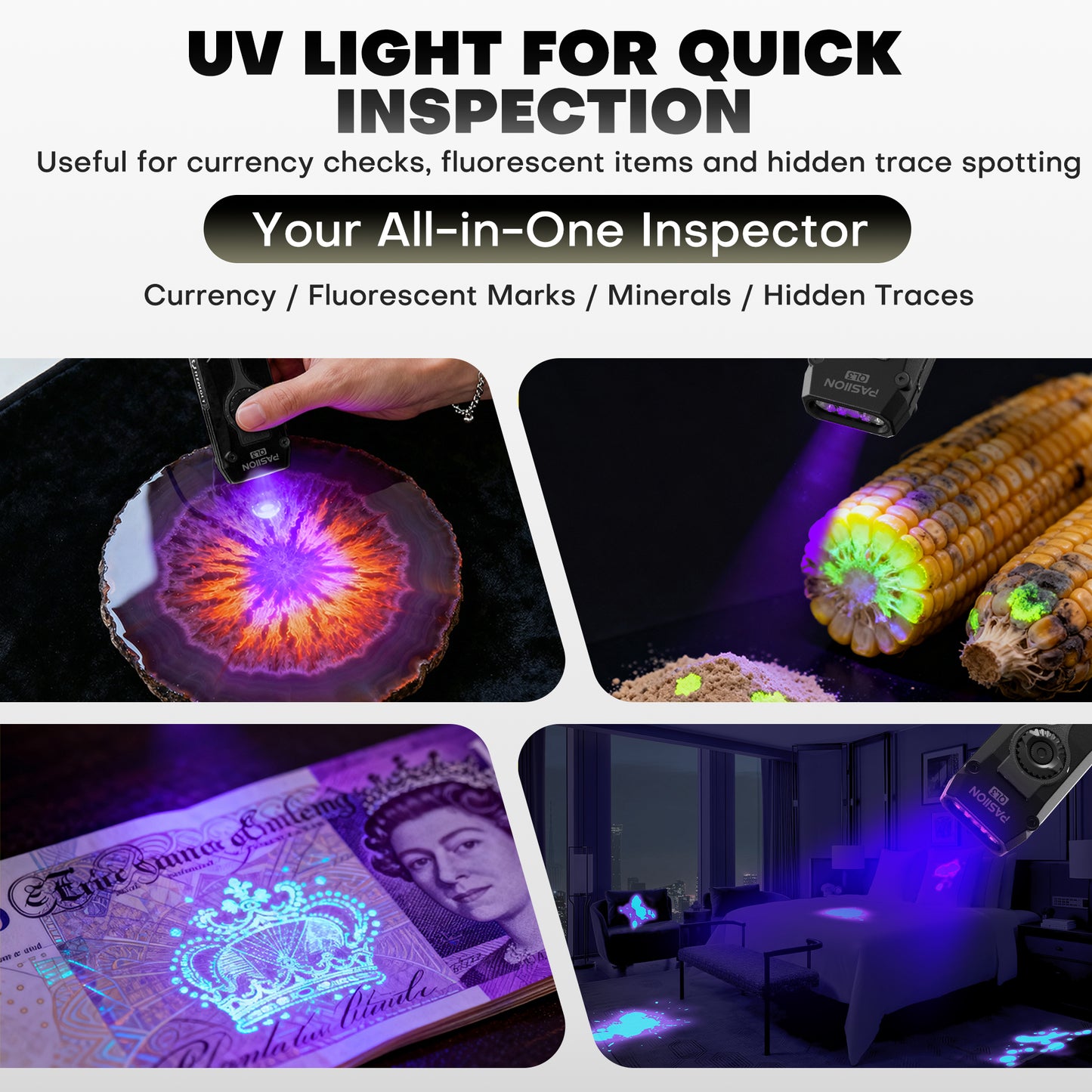 Rechargeable Flat EDC Flashlight with UV Light, RGB & Red Pointer